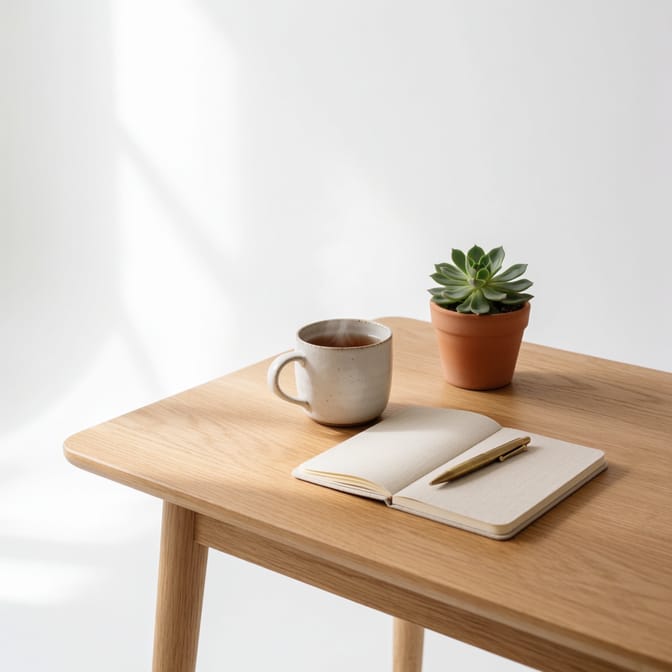 Mesa transformada en un espacio acogedor con decoraciones simples