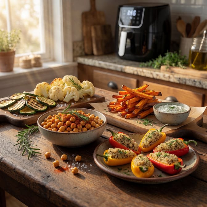 5 bocadillos rápidos y saludables con AirFryer mostrados