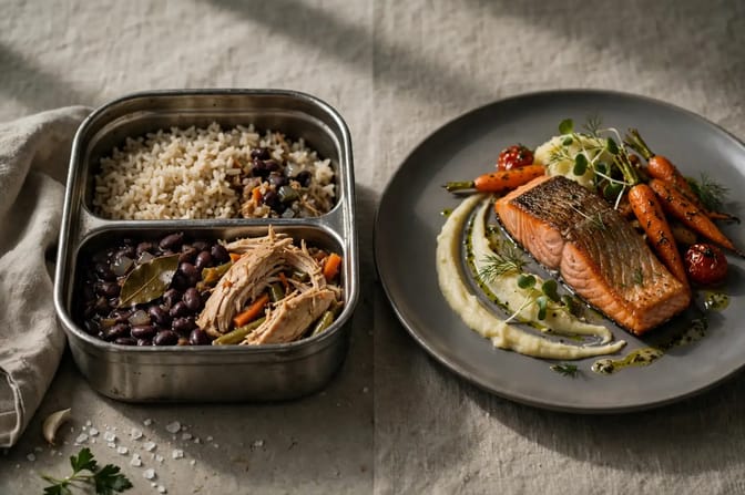 Selbstgemachte Lunchboxen vs. Restaurantessen