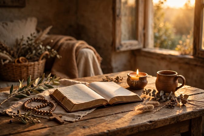 Man in prayer with a psalms book
