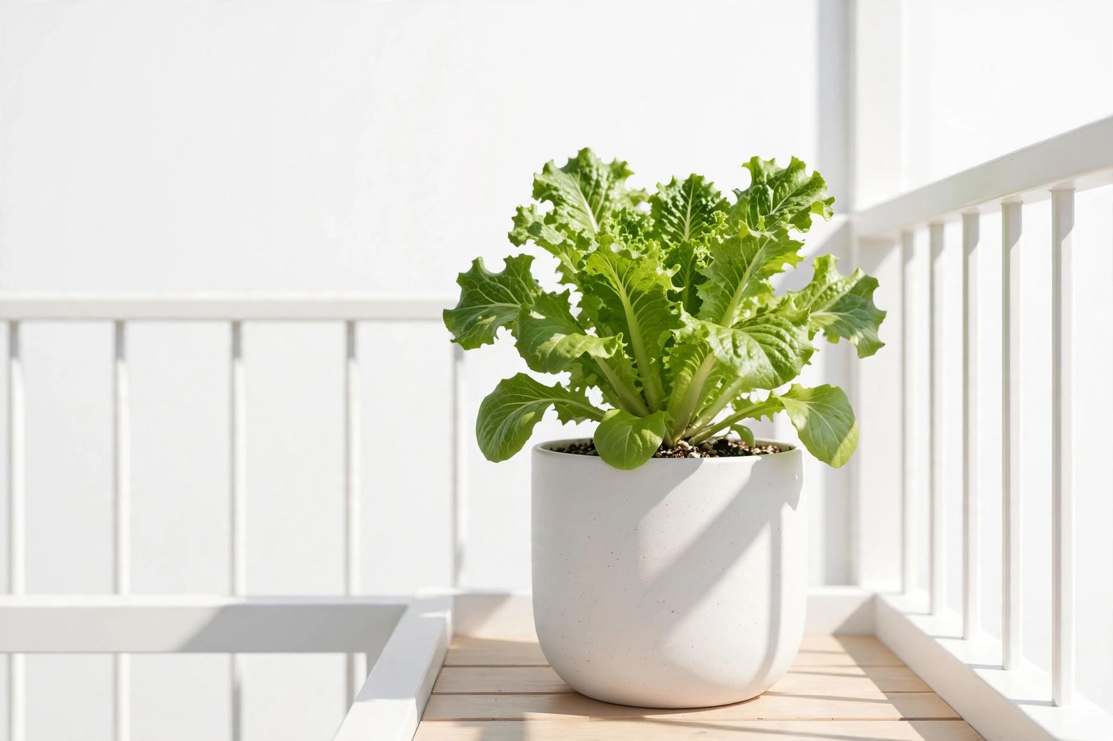 Alface como planta iniciante Planta de alface crescendo em um recipiente
