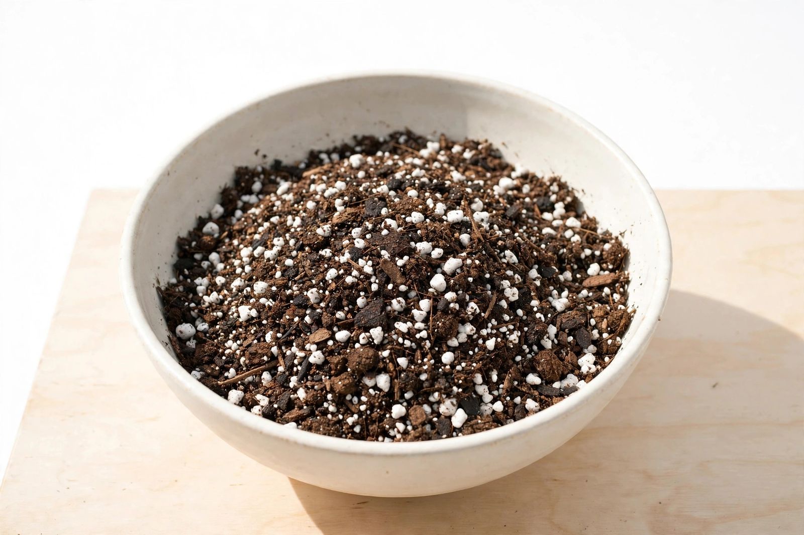 Preparando substrato Substrato misturado com terra vegetal, composto orgânico e perlita