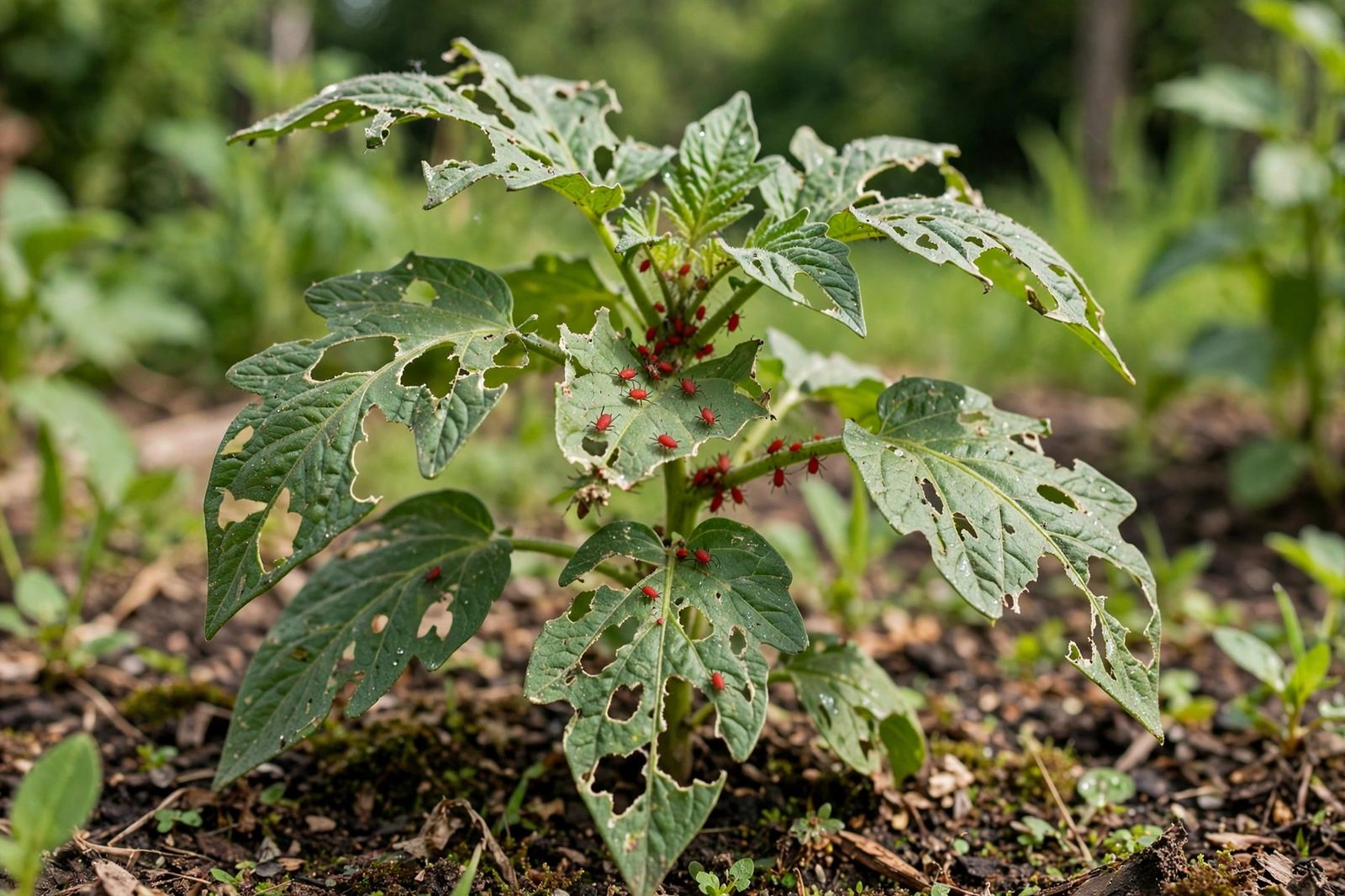 Infested plant plant with pests