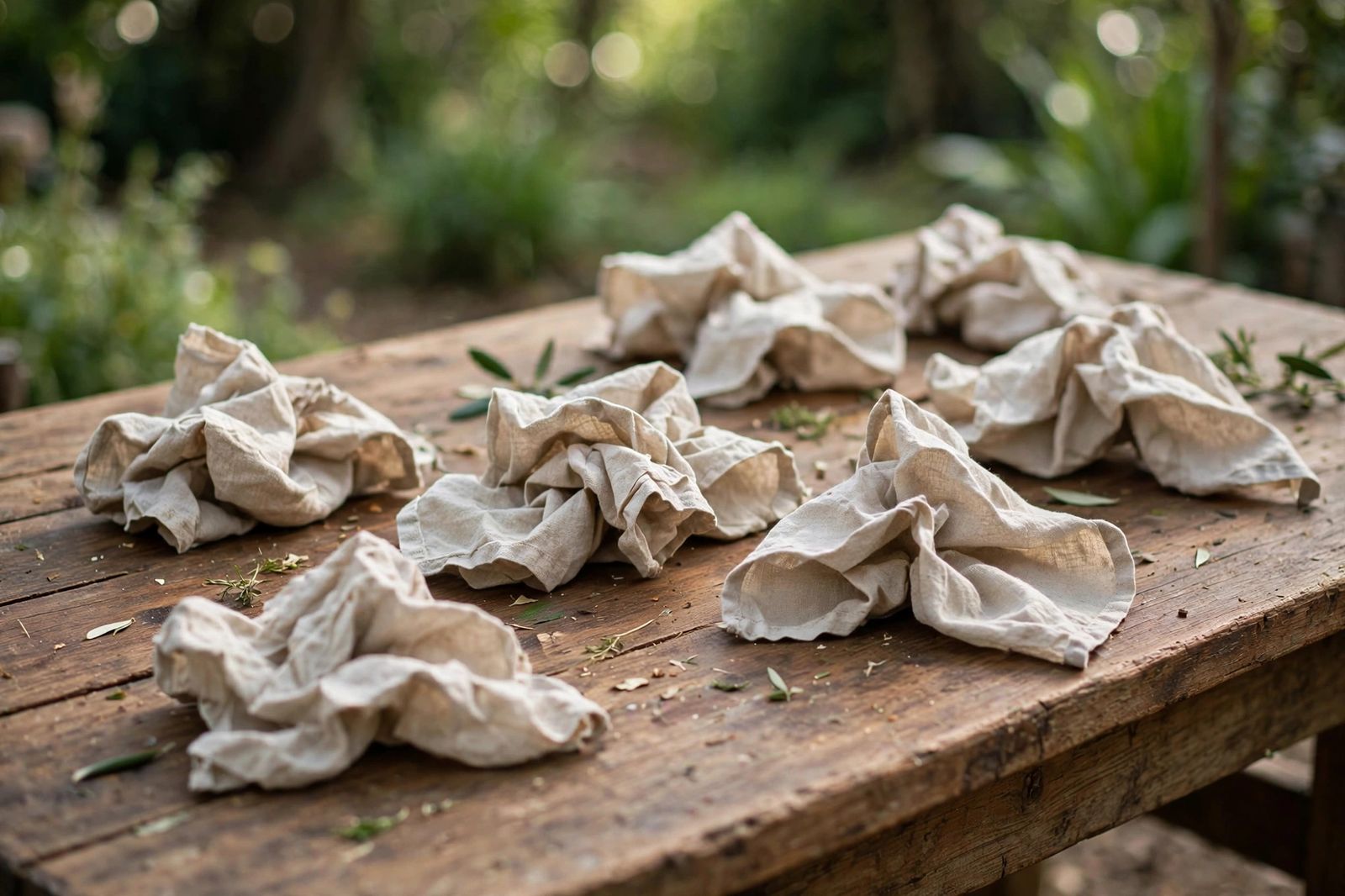 Common mistake crumpled napkins on the table