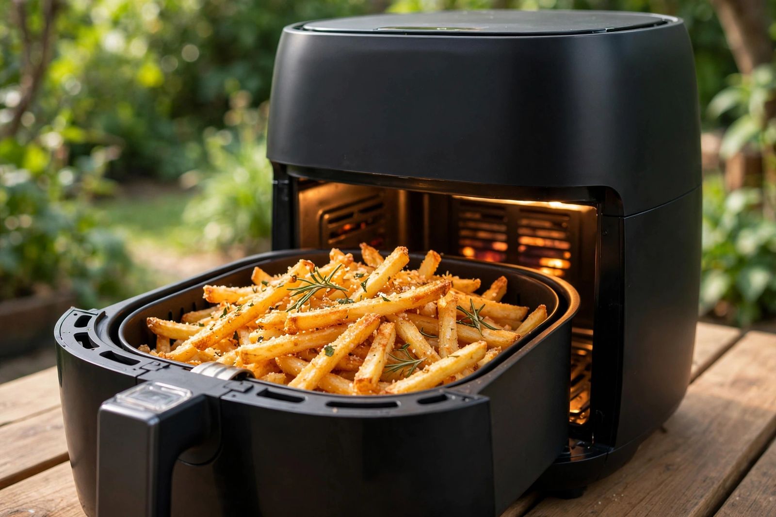 Air Fryer with fries Air Fryer with crispy fries