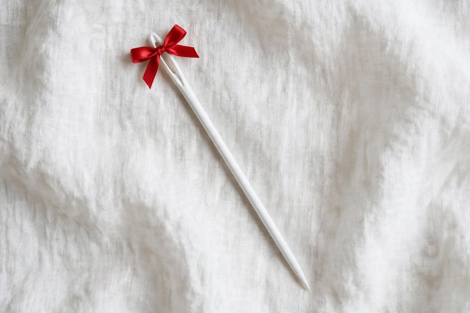 Mains de débutant effectuant un point de crochet avec un fil épais et une aiguille de crochet sur une table de bois